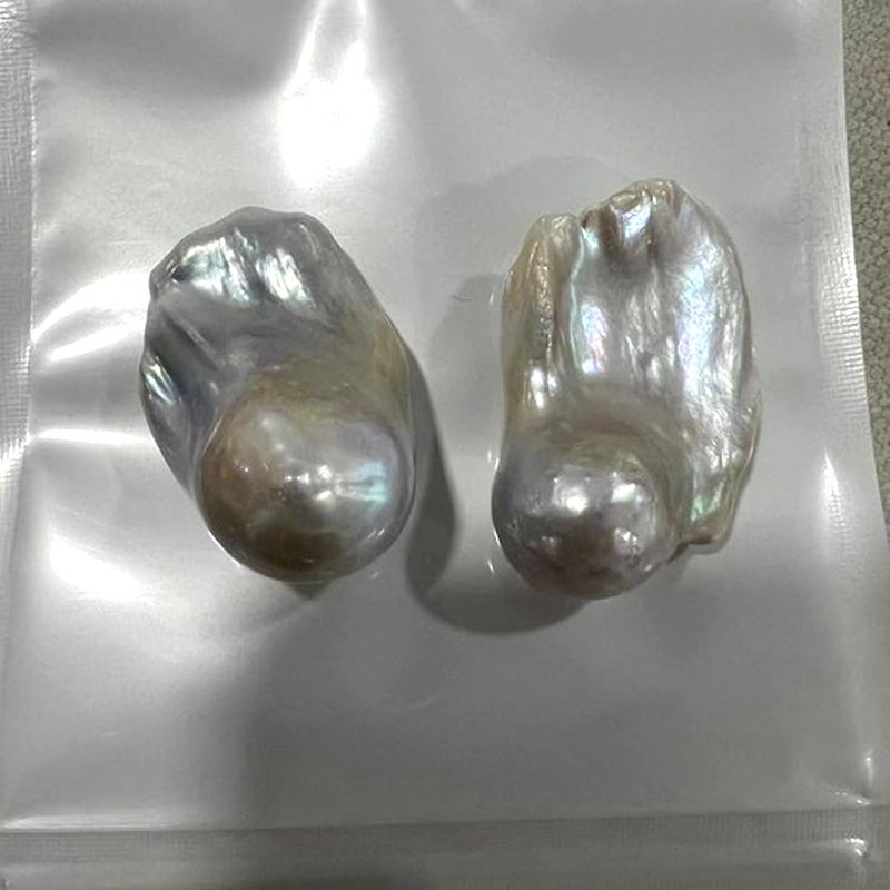 LE SKY 2 Pcs Baroque Pearl No Hole Natural Cultured Freshwater Irregular Pearl Bead Original for Jewelry Making - Image 4